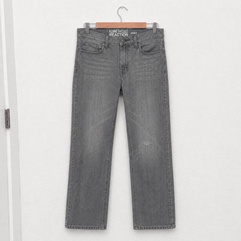 kenneth cole reaction gray straight leg jeans vintage washed denim y2k